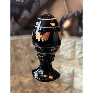 Fenton Art Glass 5146UL Hand Painted & 22k Gold Accent Butterfly Egg #555 of 950